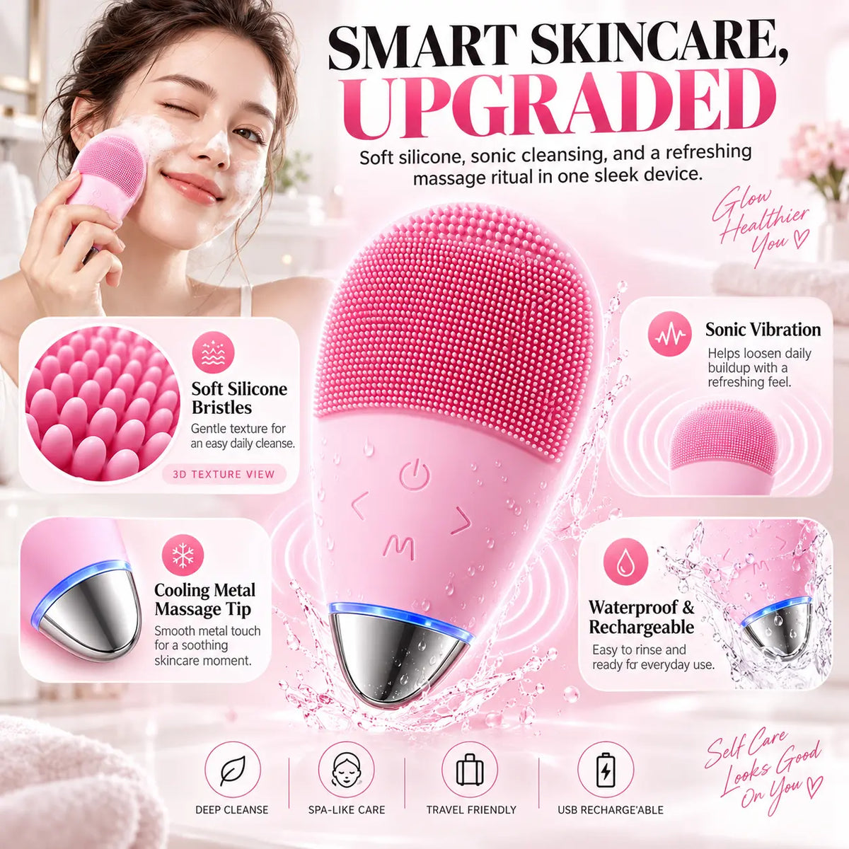 Beautnexa® 🫧Sonic Silicone Facial Cleansing Brush