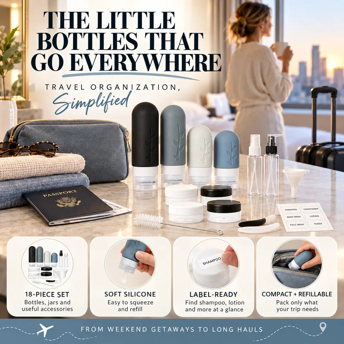 Beautnexa® ✈️🧴 18-Piece Travel Toiletry Bottle Set