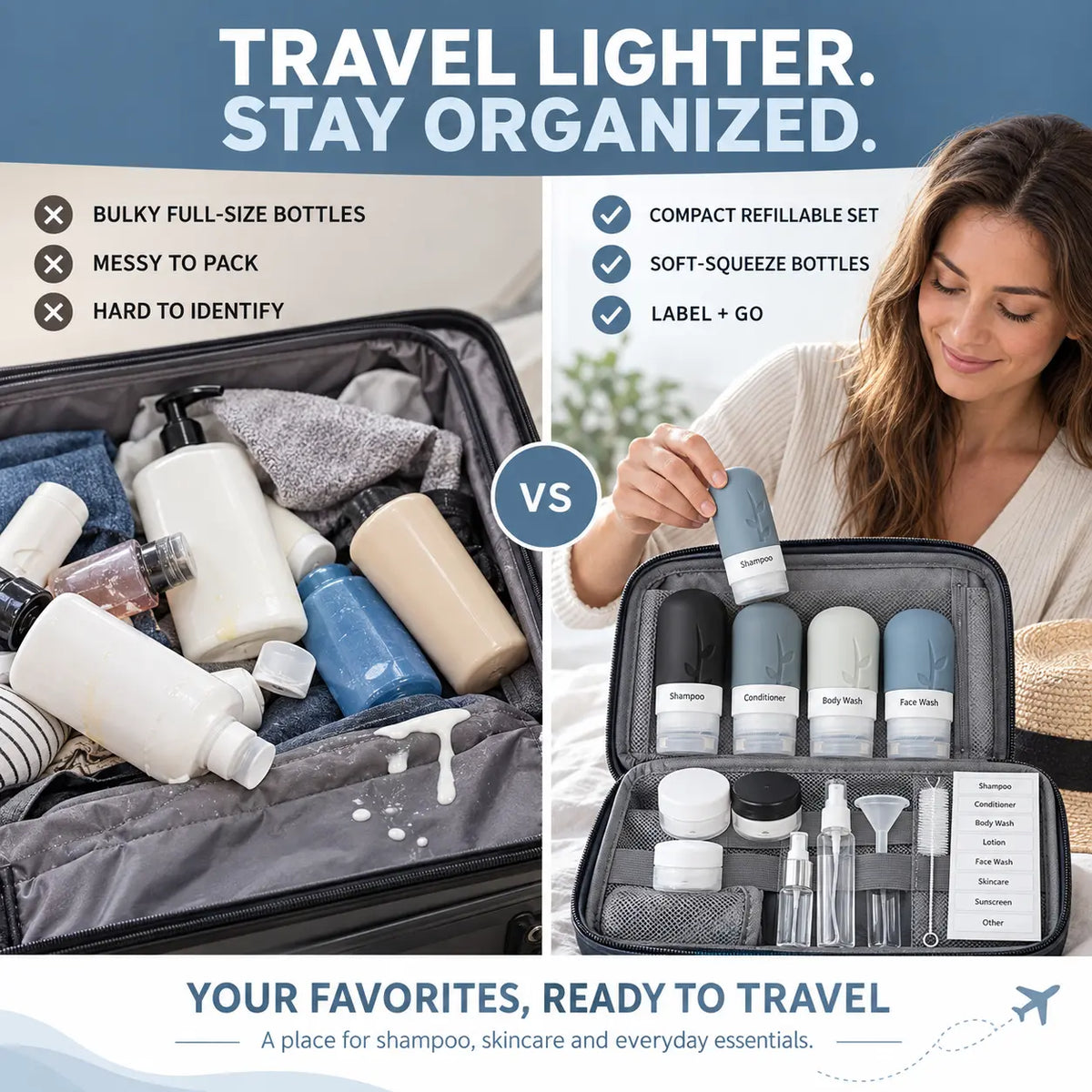 Beautnexa® ✈️🧴 18-Piece Travel Toiletry Bottle Set