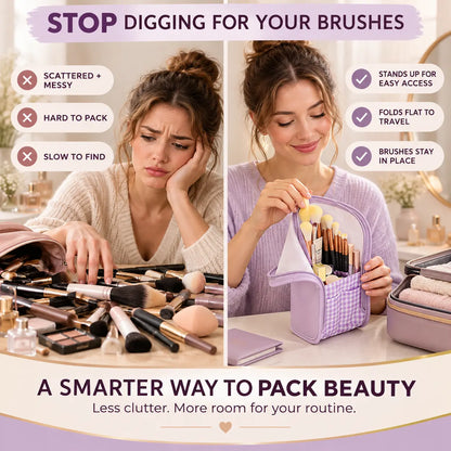 Beautnexa® 💜👜 Stand-Up Makeup Brush Organizer Bag