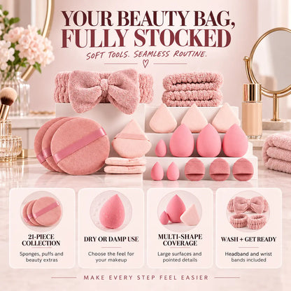 Beautnexa® 🎀💗 21-Piece Makeup Sponge Set