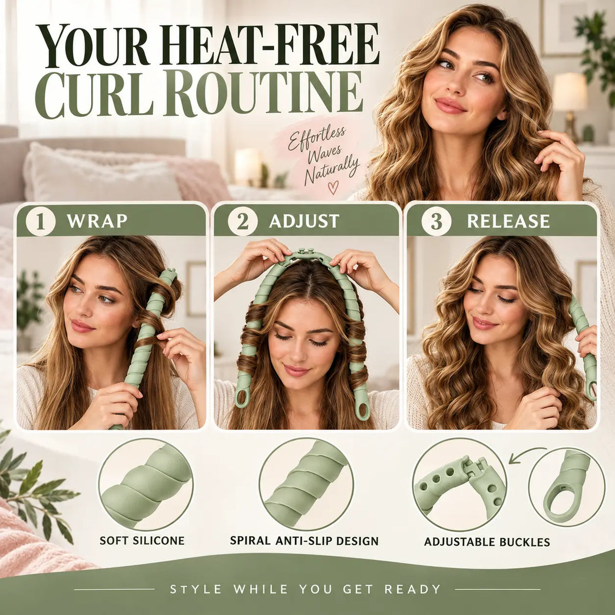 Beautnexa® 🌿✨ Silicone Heatless Hair Curler