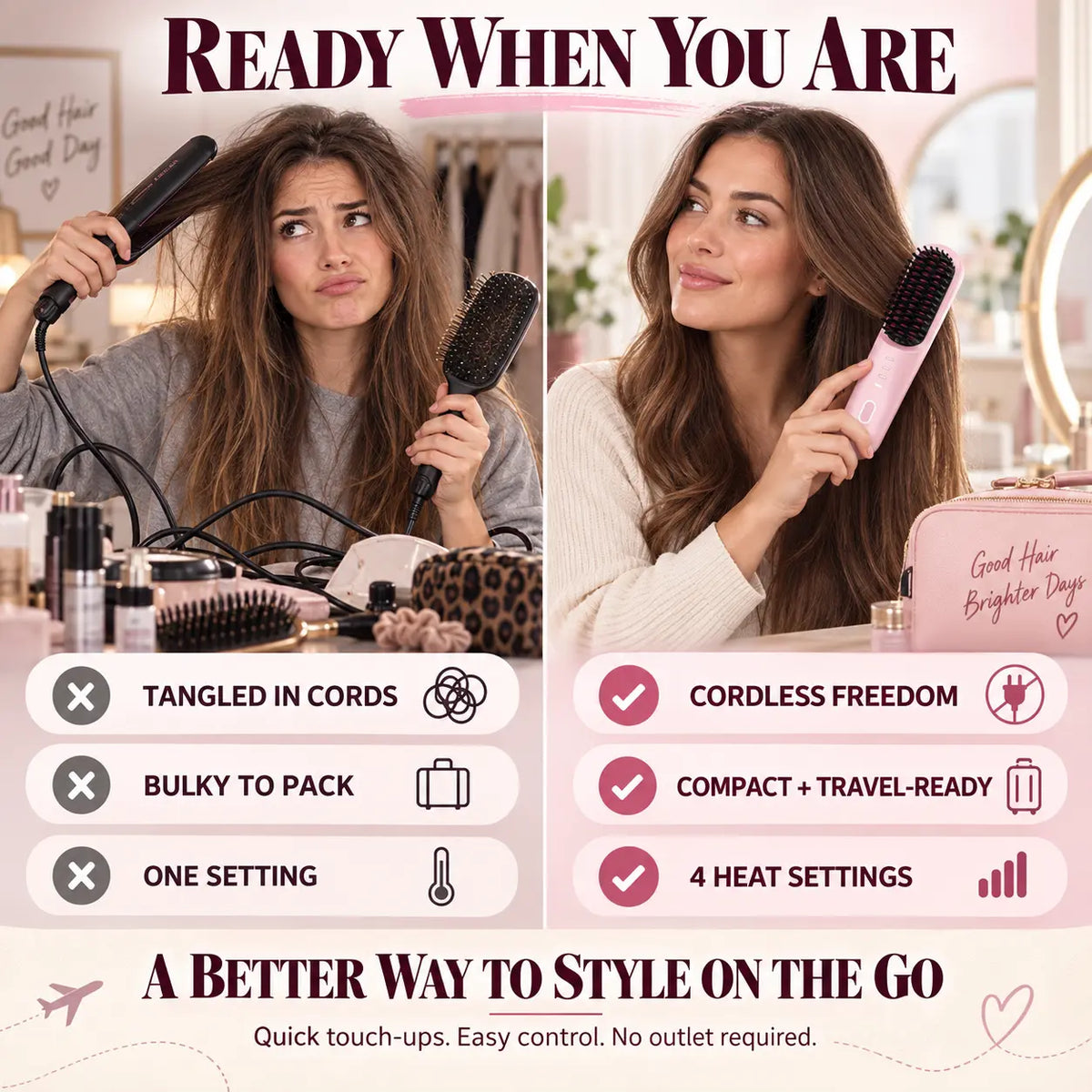 Beautnexa® 🔥 Cordless Heated Hair Brush