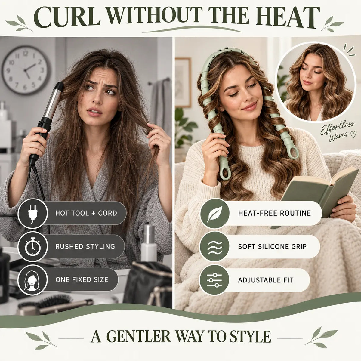 Beautnexa® 🌿✨ Silicone Heatless Hair Curler