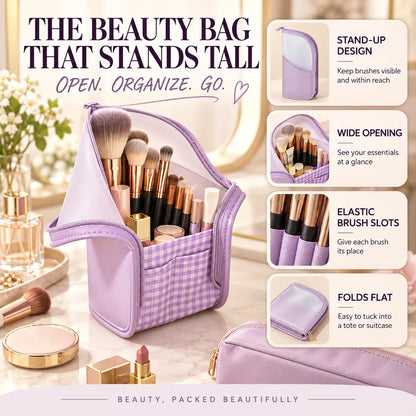 Beautnexa® 💜👜 Stand-Up Makeup Brush Organizer Bag